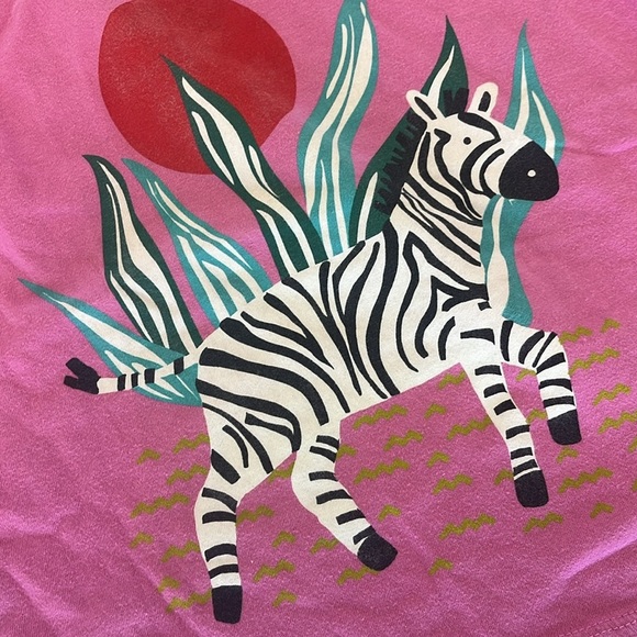 Hanna Andersson Pink Zebra Tank Top‎ Girls Size 8 100% Cotton Summer Shirt - Picture 2 of 6